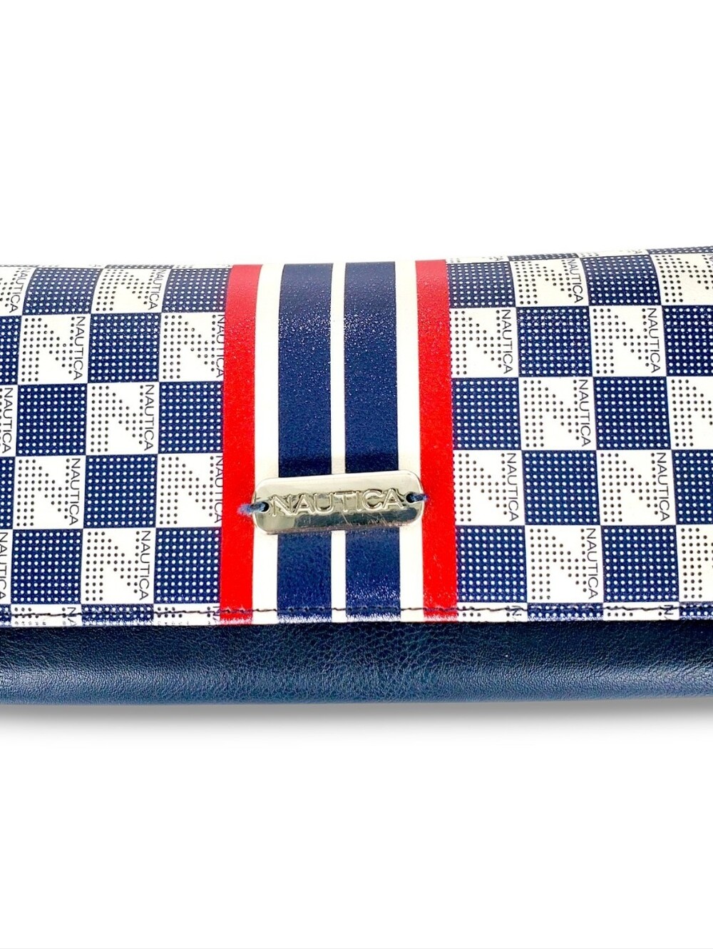 Nautica Women’s Checkbook Wallet Red White Blue Striped RFID Clutch Organizer
